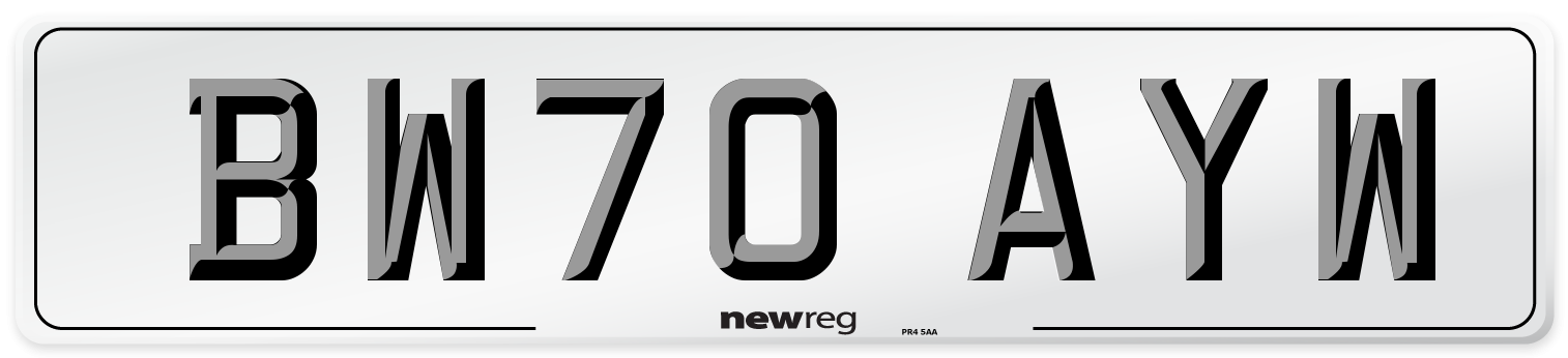 BW70 AYW Number Plate from New Reg